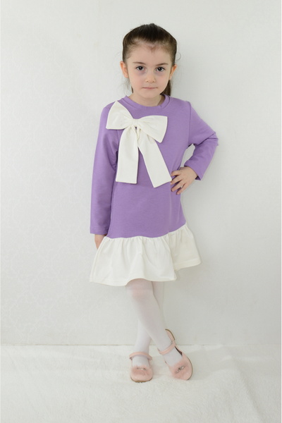 Sevimli Girls' Dress with Bow Long Sleeves