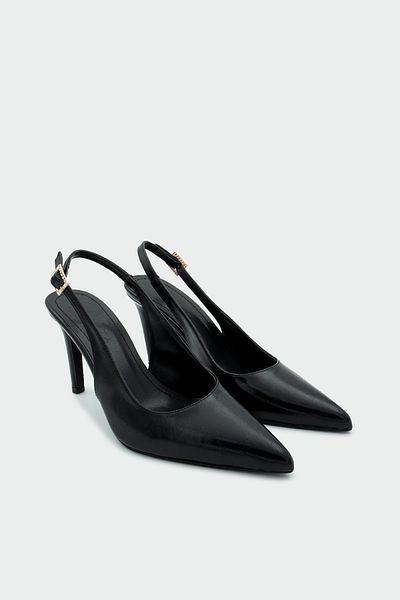 LAMİNTA Teepy Black Belt Detail Pointed Toe Women's Heeled Shoes