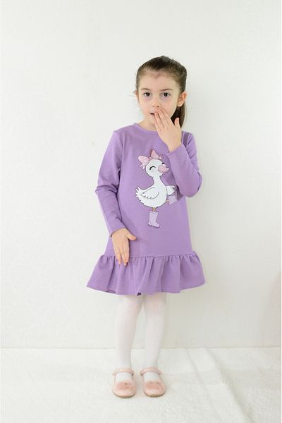 Sevimli Girls' Dress Duck Printed Long Sleeve