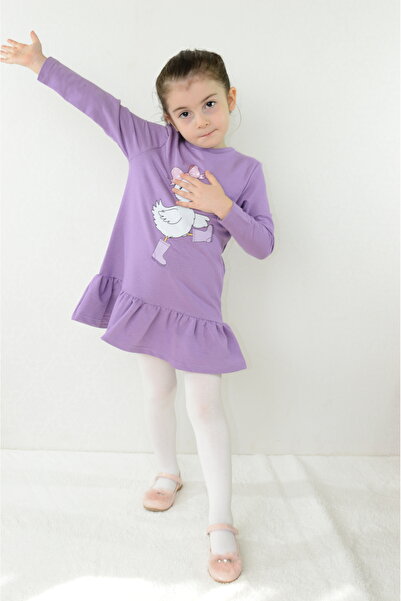 Sevimli Girls' Dress Duck Printed Long Sleeve