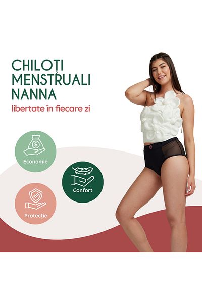 FemiEko Femi.Eko® Nanna – Black High Waist Menstrual Panties, High Absorption 12h