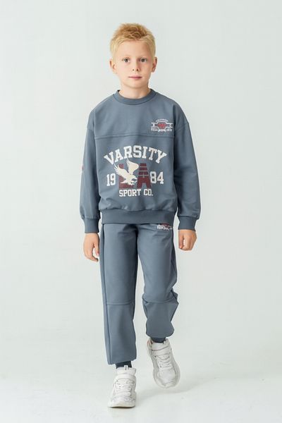 AHENGİM Boys' Varsity Printed Bottom Top Tracksuit Set Ak7959