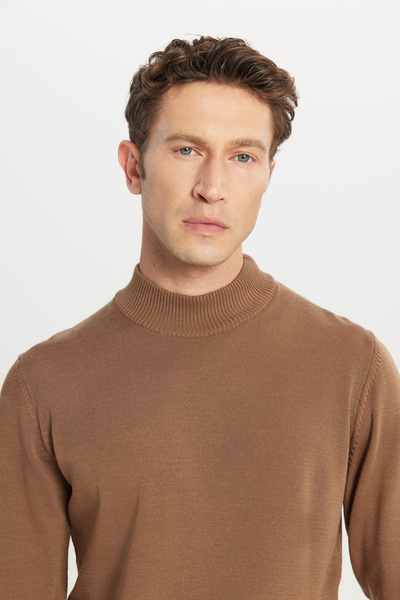 ALTINYILDIZ CLASSICS Erkek Vizon Tüylenme Yapmayan Standart Fit Normal Kesim Yarım Balıkçı Yaka Triko Kazak