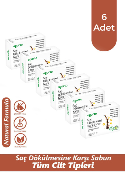 Agarta 6 Adet Saç Dökülmesi Sabunu Doğal 150 gr