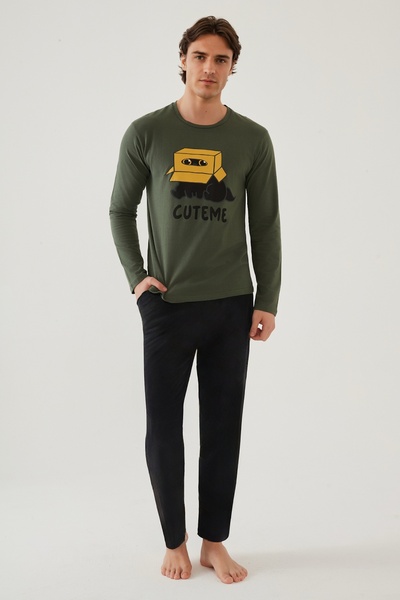 Trendyol Collection Khaki Regular Knitted Pajamas Set Tmnaw26Pt00016