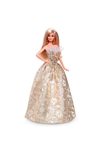 Barbie ® 2025 Mutlu Yıllar Bebeği Gümüş ve altın rengi elbisesiyle sarı saçlı, koleksiyon ürünü JBH95