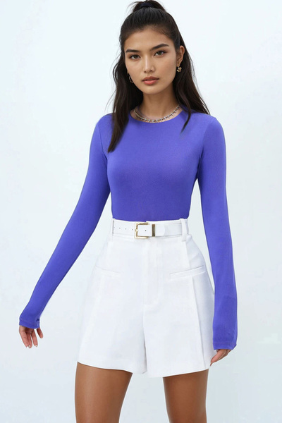 Trend Alaçatı Stili Salopetă mov pentru femei cu decolteu crew, cu închidere ...