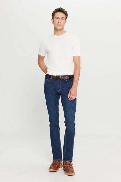 AC&Co / Altınyıldız Classics Pánské tmavě modré džínové Slim Fit Stretchy Jeans - Magic Jeans