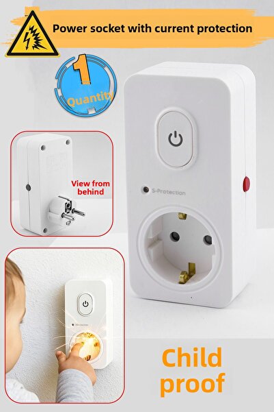 Badem10 Switched Current & Surge Protected Single Socket Child Proof Plug with On/Off Button 720 Joule Ip20