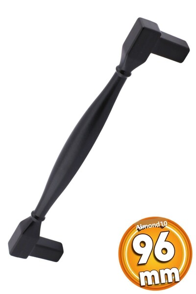 Badem10 Sertar de bucătărie din metal cu mâner pătrat, metal negru 96 mm/9,6 cm