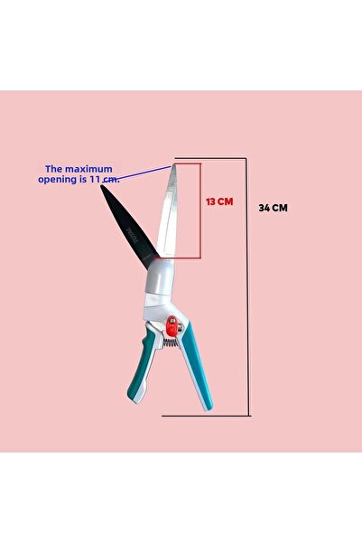 TOTAL 34 cm Rotating Head Sharp Metal - Gardener Curve Grass Pruning and Lawn Mower Scissors