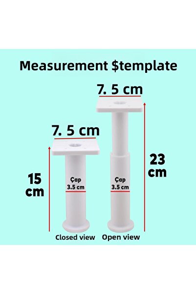 Badem10 (4 Pcs) Adjustable Support 15 cm White Furniture Sofa Seat Base Heightening Riser Leg