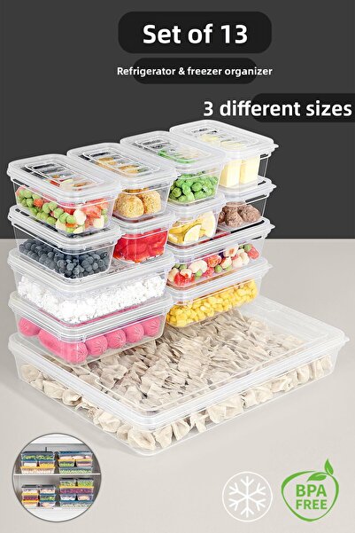 Meleni Home 13 Piece Transparent Lid Microwave Compatible Storage Container Set - Organizer Organizer Food Storage Container