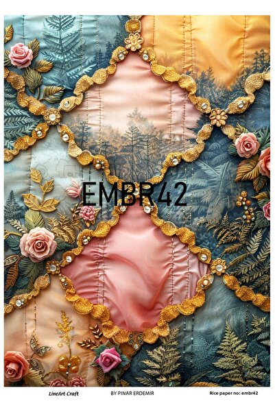 LİNEART ورق تزيين نحاسي EMBR42 - 29 × 42 سم، سلسلة نمط بروكيد