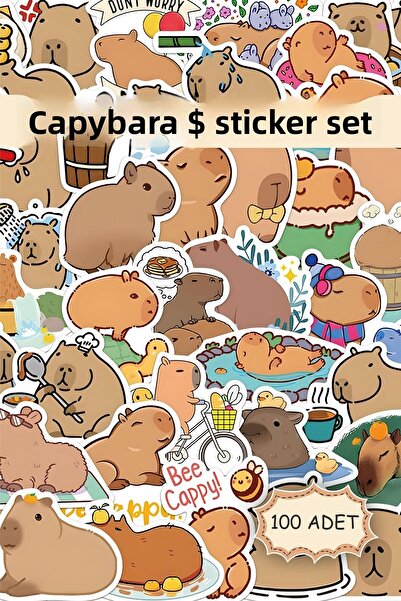 Grafikup مجموعة ملصقات كابيبارا - 100 قطعة من ملصقات زجاجات المياه للكمبيوتر ...