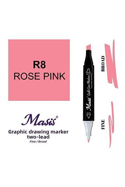 Masis قلم تحديد مزدوج الأطراف 8 وردي وردي