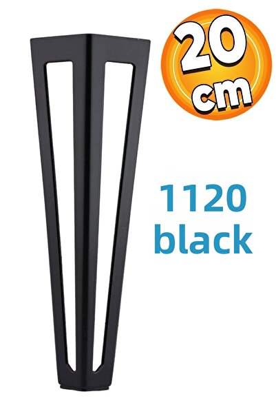 Badem10 Ovit Metal 20 Cm - Picior negru pentru unitate TV, design fotoliu și canapea