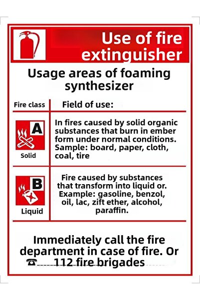 Emek İkaz Levhaları استخدام طفاية الحريق (طفاية الرغوة) علامة التحذير/التحذير