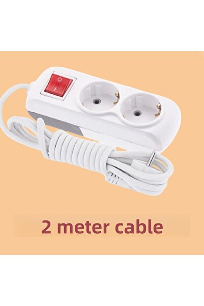 Badem10 2-piece Group Socket - 2 Meter Plug Coupler, Grounded Switched Buttoned Extension Socket