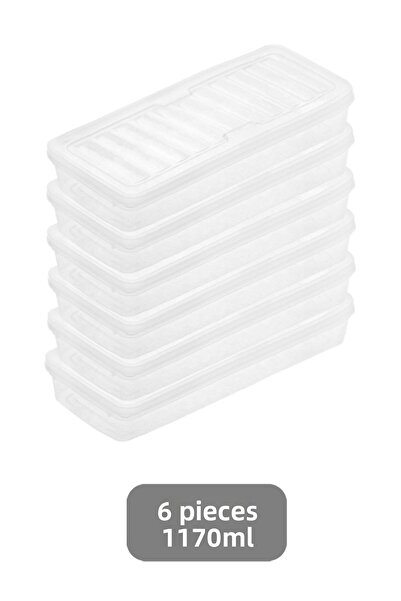Meleni Home Microwave-Compatible Storage Container with 6 Clear Lids - Organizer Food Supply Container 6X1170Ml