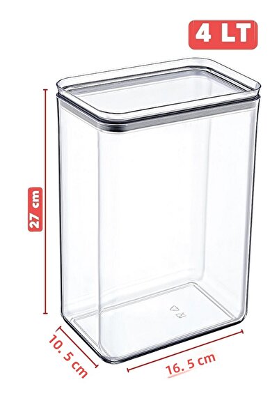 Nandy Home Set of 6 Labeled Silicone Sealed Rectangular Food Storage Container Set 4 lt Transparent