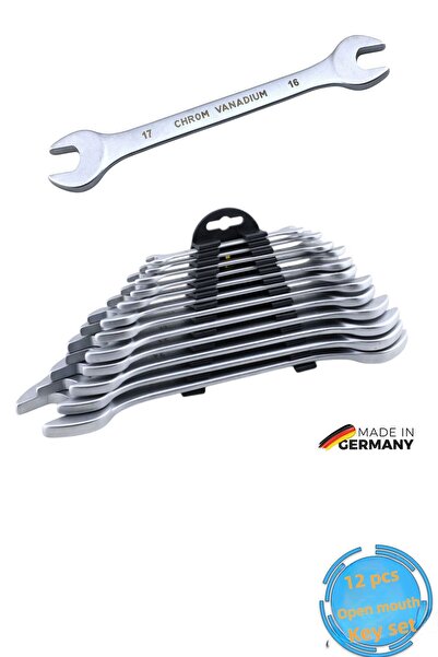 Badem10 Set of 12 Fork Mouth Two Mouth Wrenches - Chrome Vanadium