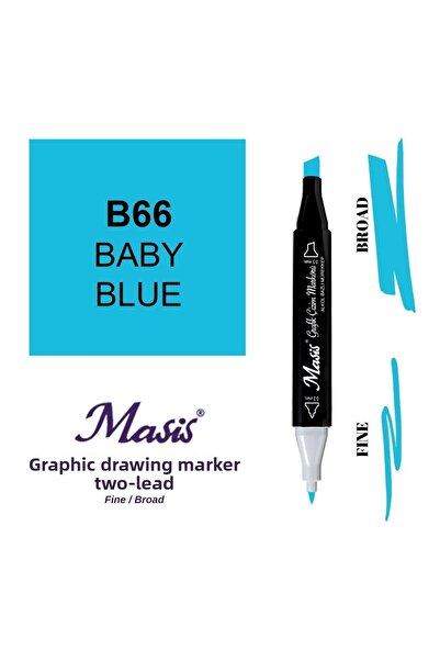 Masis قلم تحديد مزدوج الأطراف 66 أزرق فاتح