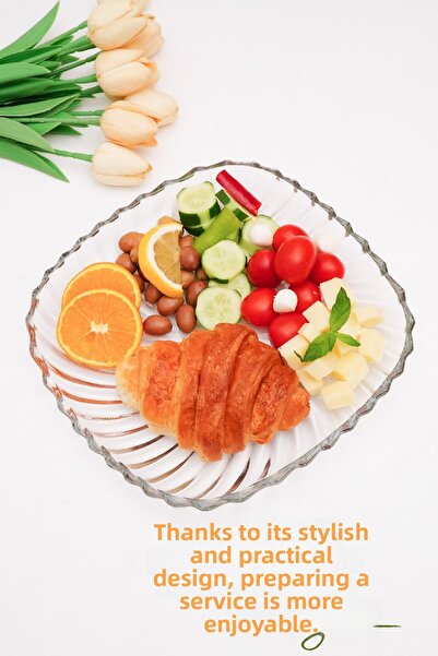 Vienev Glass Square Presentation and Serving Plate 24.5 cm