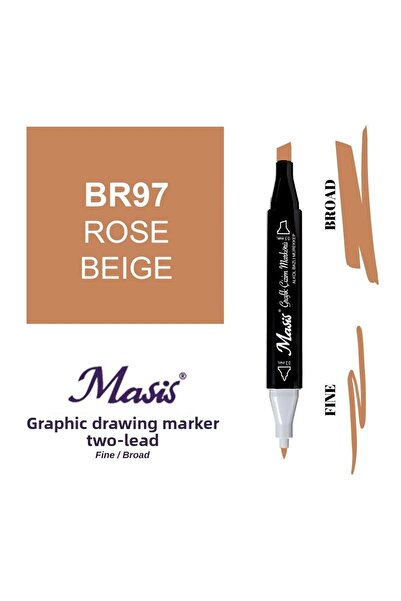 Masis قلم تحديد مزدوج الأطراف 97 بيج وردي