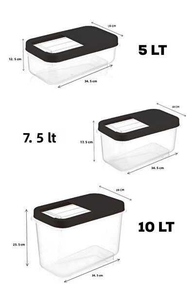 Meleni Home 6-Piece Pulses Storage Container - Food Storage Container with Sliding Lid Flour Container 2x(5 LT-7,5 LT-10 LT)