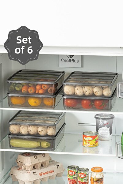 Vienev 6-Piece 3.5 Liter Bella Refrigerator Organizer Storage Container