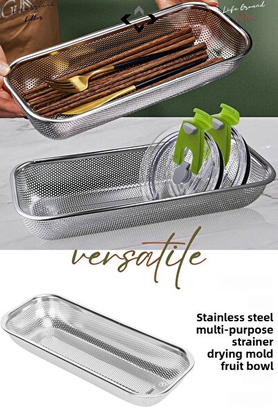 LİGROUND رف تجفيف الخضروات المستطيل متعدد الأغراض مع الفولاذ المقاوم للصدأ