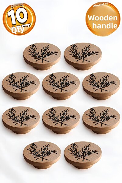 Badem10 Wooden Handle Button Tree Pattern Children's Room Furniture Kitchen Drawer Cabinet Handle Handle Handles 10 Pieces