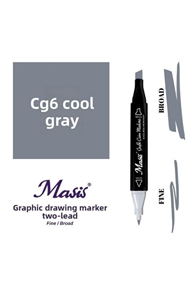 Masis قلم تحديد ذو طرفين CG6 باللون الرمادي البارد