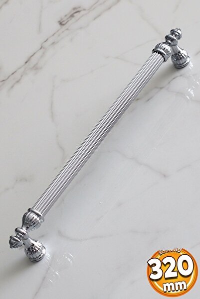 Badem10 Mâner de culoare cromată de 320 mm, ușă metalică pentru dulap, bară de cenușă Upu