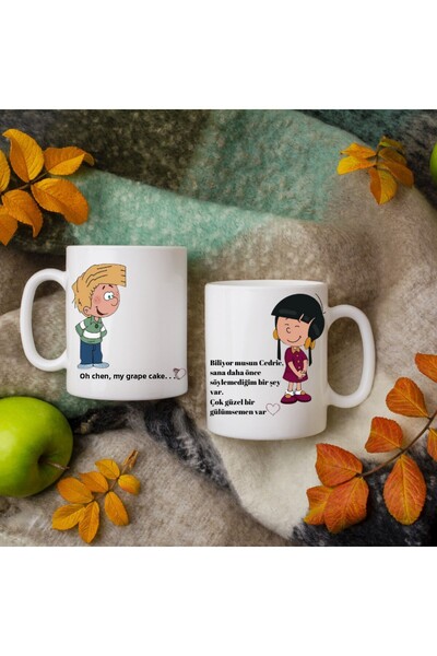 Ceylin Hobi Hediyelik كوب للزوجين بتصميم شخصية كرتونية مكتوب عليها كعكة العنب...