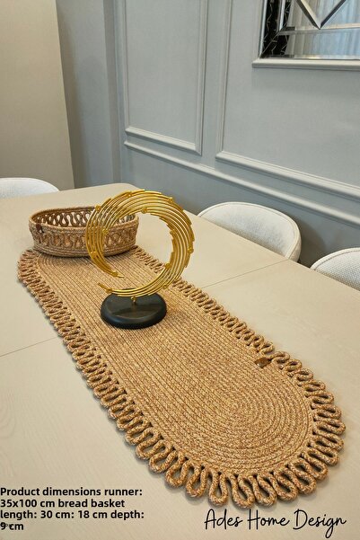 ADES HOME DESİGN Jute, Basket Runner, American Service, Plate, Table Cloth, C...