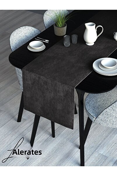 Lalezar Velvet Effect Smoke Grey Color Aura Series Runner 40 X 140