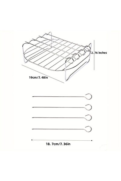 Choice رف مقلاة هوائية من الفولاذ المقاوم للصدأ فضي اللون مع 4 قطع من اللحوم ...