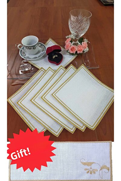 NAKIŞ ATÖLYESİ 6 BUCĂȚI Șervețele PĂTRATE DE AUR ETAMINĂ PROCESABILE PENTRU C...