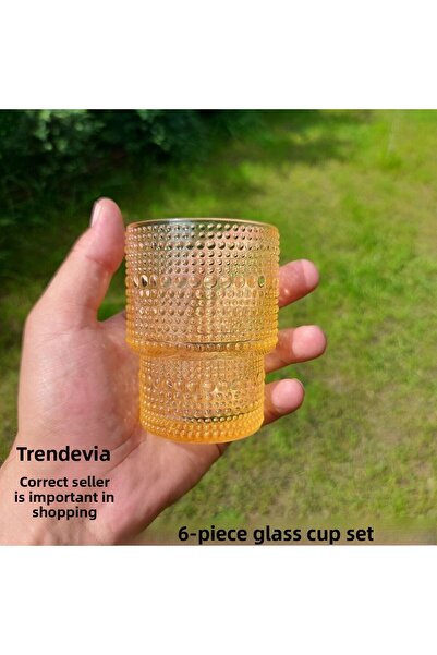 Janset Krd Home Beaded Glass Cup Set for 6 People 200 ml