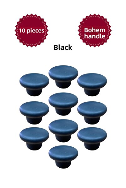 MKLAKS مقبض بلاستيكي بوهيمي أسود مستدير للأثاث ودرج المطبخ وخزانة 10 بوصات - ...