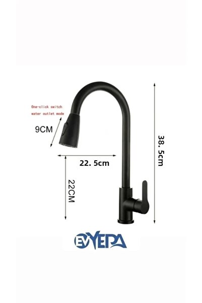 FLEKO Black Spiral Kitchen Faucet (HOT AND COLD INLET, BRASS MATERIAL)