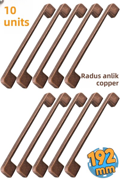 Badem10 Дръжки за кухненски шкафове Radus, антична мед, 192 мм, метални, 10 броя
