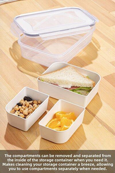 Meleni Home 3-Piece Rectangular Storage Set - Portable Diet and Lunch Box with Lid