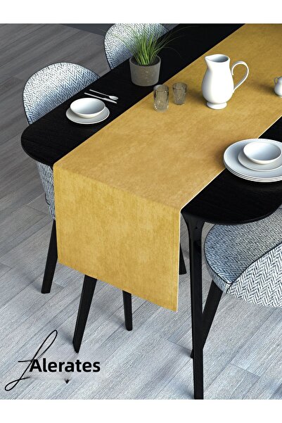 Lalezar Βελούδινο εφέ Indian Yellow Color Aura Series Runner 40 X 140