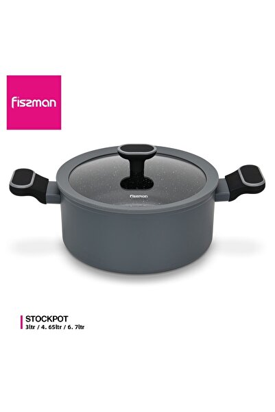 Fissman Stockpot w/ Glass Lid 4.65L, Non Stick Aluminum Stockpot 24x11cm, Ind...