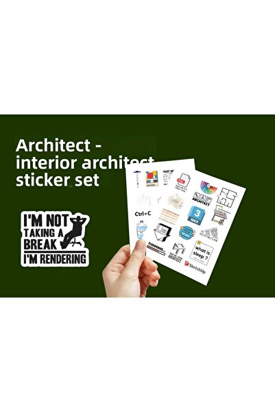 Akumastik المهندس المعماري - مجموعة ملصقات المهندس المعماري الداخلي قطعة ملصق 3.5 سم - ملصق المهن