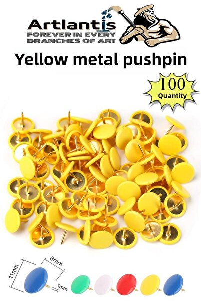 Artlantis Жълти карфици, 100 броя, 1 опаковка, цветни карфици с PVC покритие ...