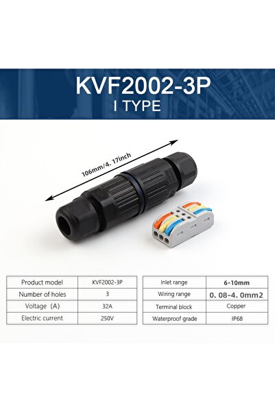 Choice موصل كابل كهربائي مقاوم للماء IP68 KVF2002-3P، صندوق توصيل خارجي ثلاثي...
